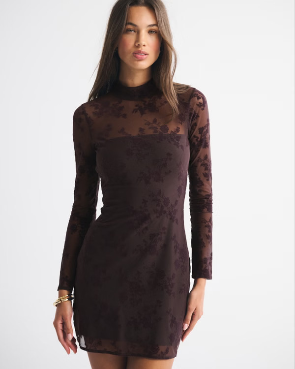 Bra-Free Open-Back Mockneck Mini Dress | Abercrombie & Fitch (US)