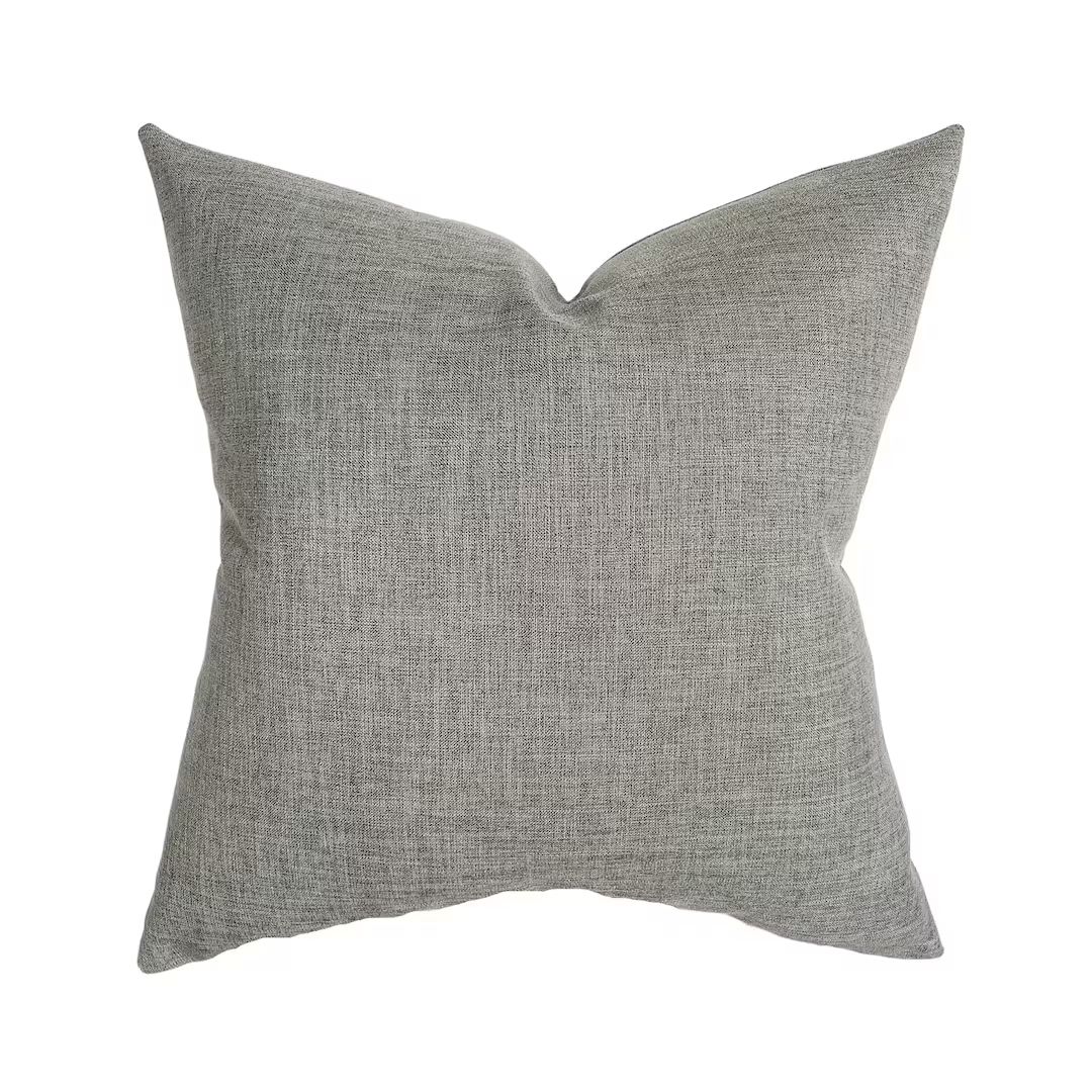 Luna | Woven Charcoal Gray Pillow Cover | Basketweave Slub Solid Grey | Modern Farmhouse Home Dec... | Etsy (US)