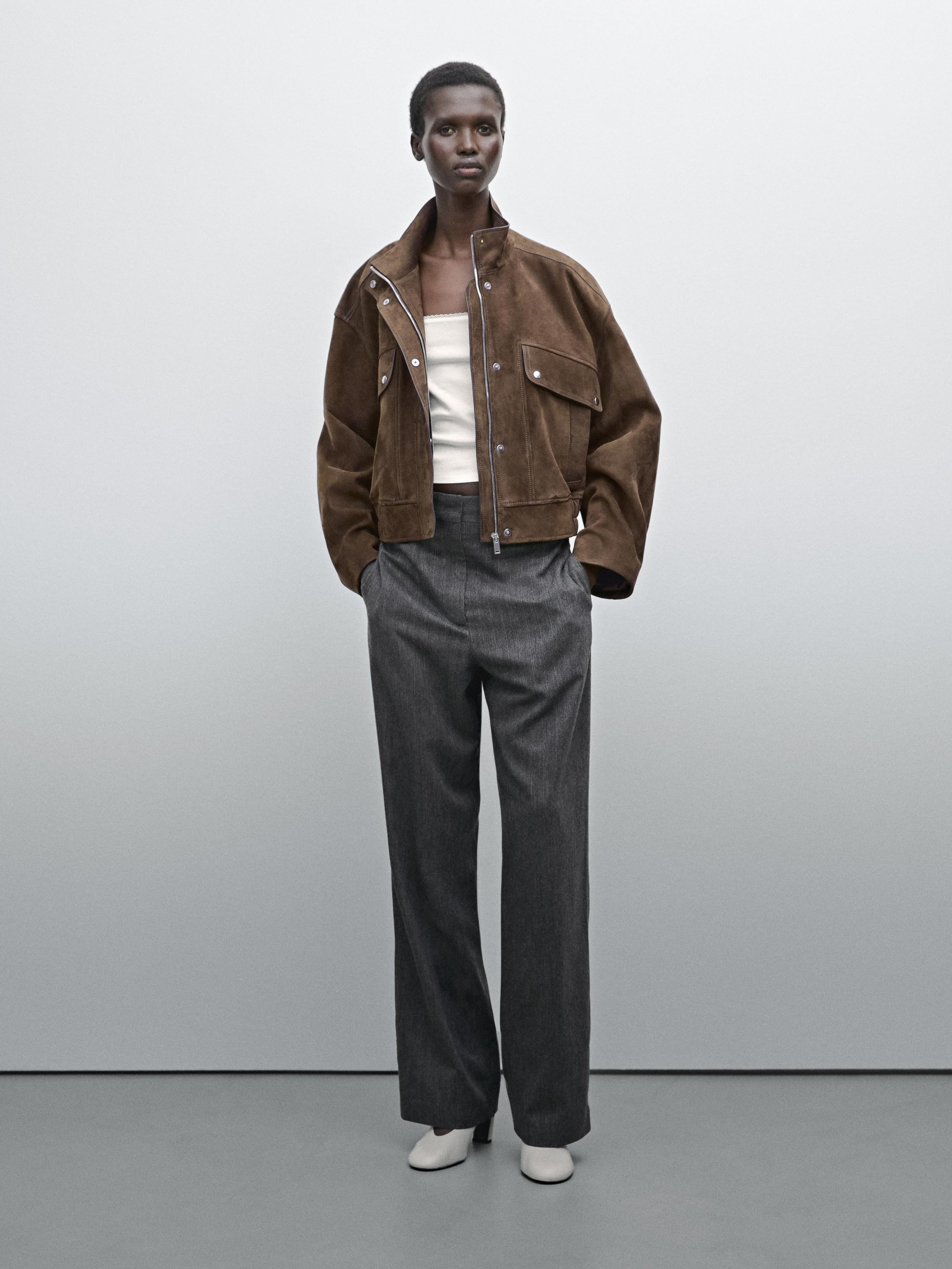 Nubuck suede leather jacket | Massimo Dutti US