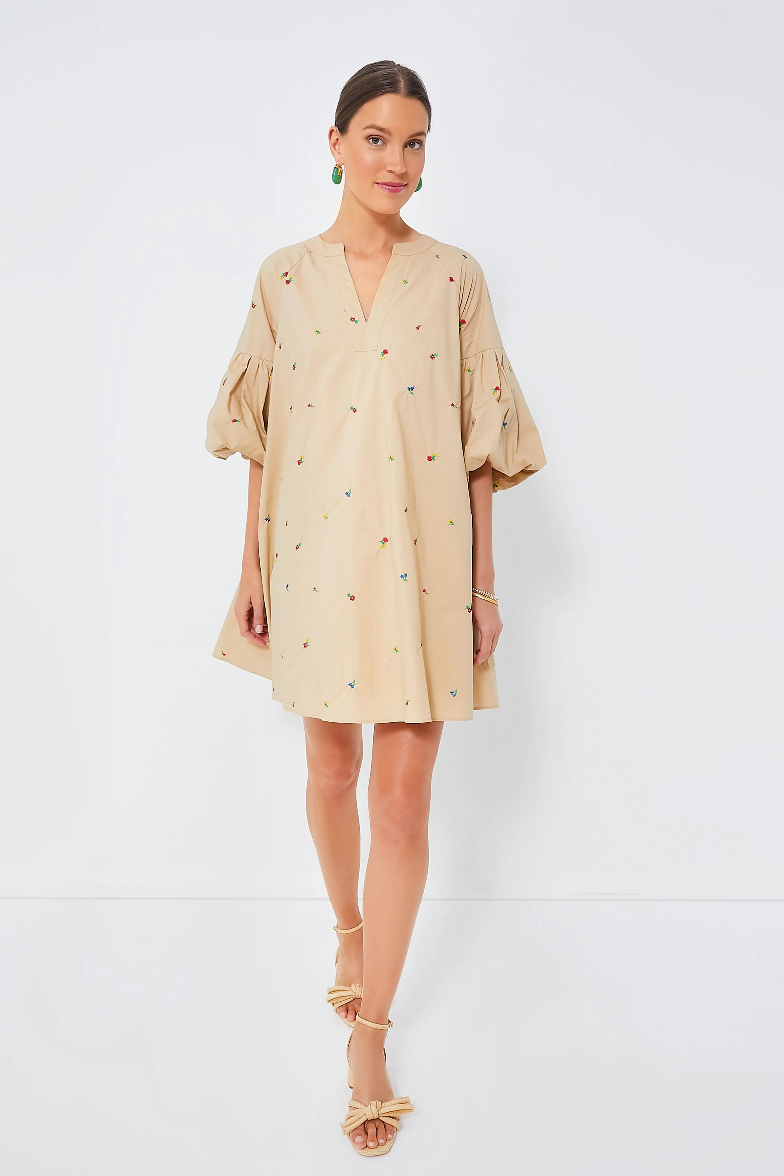 Tan Embroidered Brewster Mini Dress | Tuckernuck (US)
