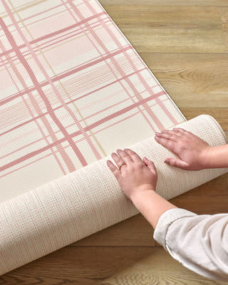 Storytime Plaid Rose Pink Play Mat | Ruggable