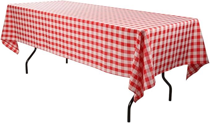 E-TEX Rectangle Tablecloth - 60 x 126 Inch - Red & White Checked Rectangular Table Cloth for 8 Fo... | Amazon (US)