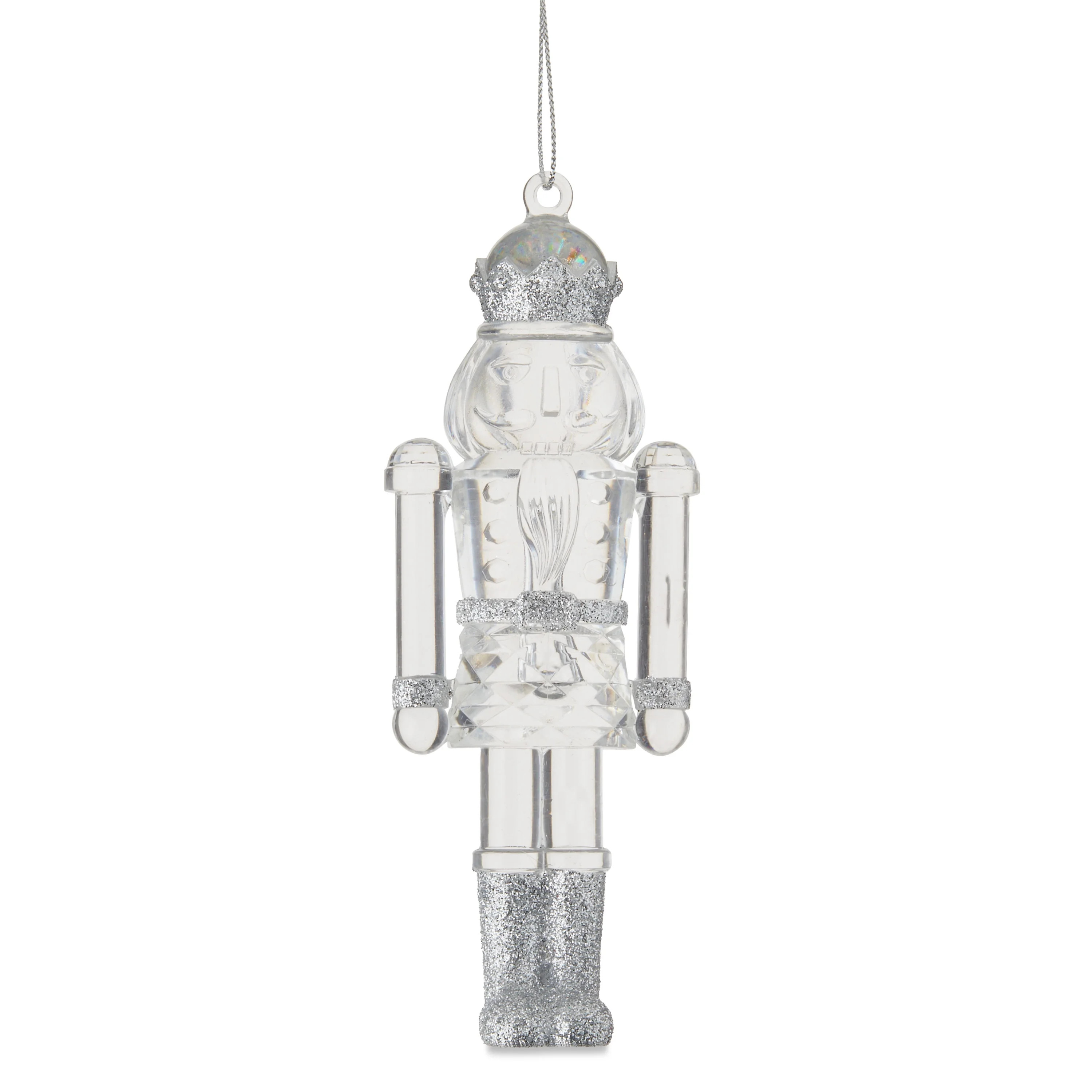 Silver and Transparent Nutcracker Christmas Ornament, 6.2 in, by Holiday Time - Walmart.com | Walmart (US)