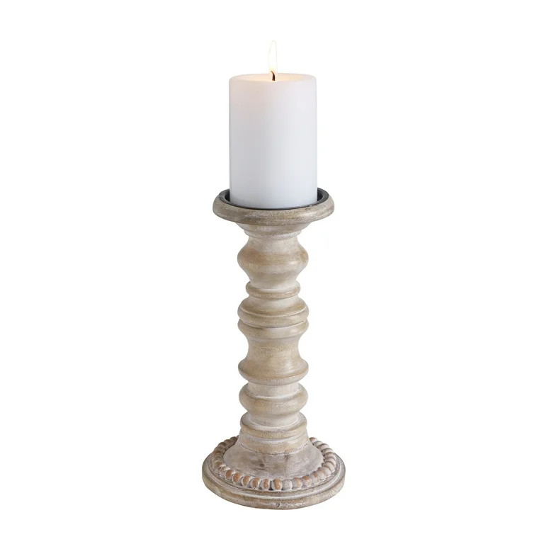 My Texas House Natural Mango Wood Pedestal Candle Holder, 10" Height | Walmart (US)