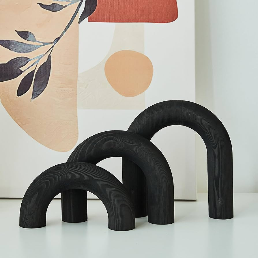 HMASYO 3Pcs Wood Arch Decorative Objects - Coffee Table Decor, Aesthetic Arch Design Shelf Decor,... | Amazon (US)