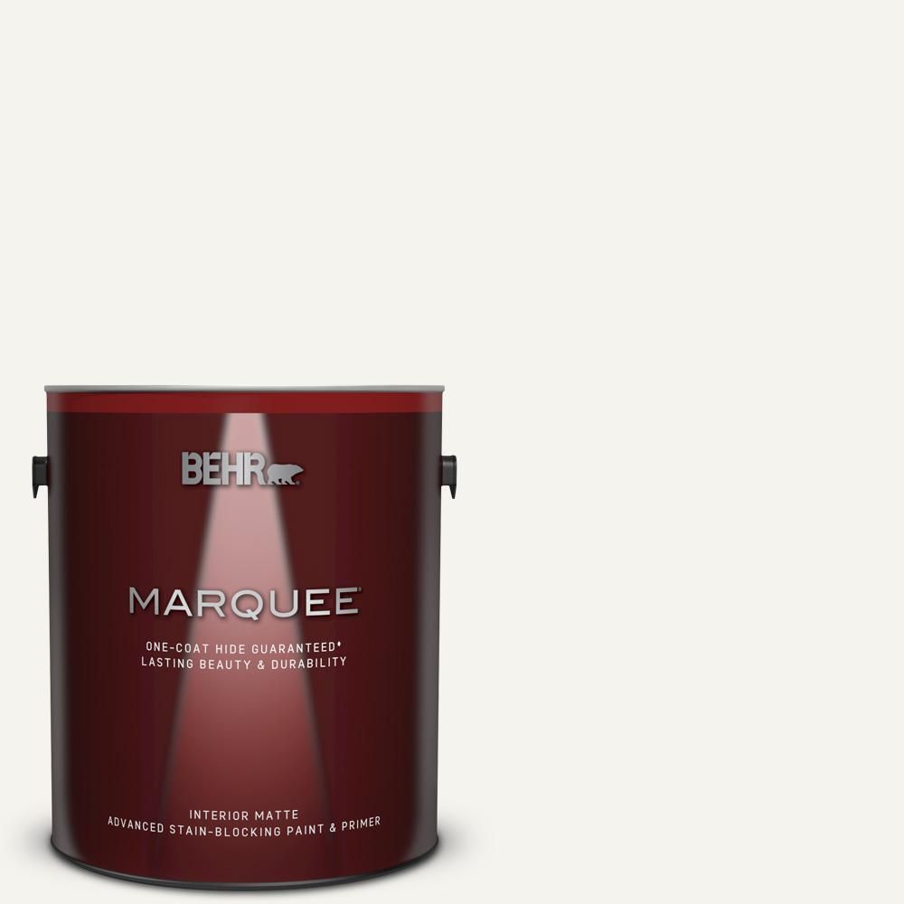 BEHR MARQUEE 1 gal. #YL-W15 Polar Bear Matte Interior Paint and Primer in One-145001 - The Home D... | The Home Depot