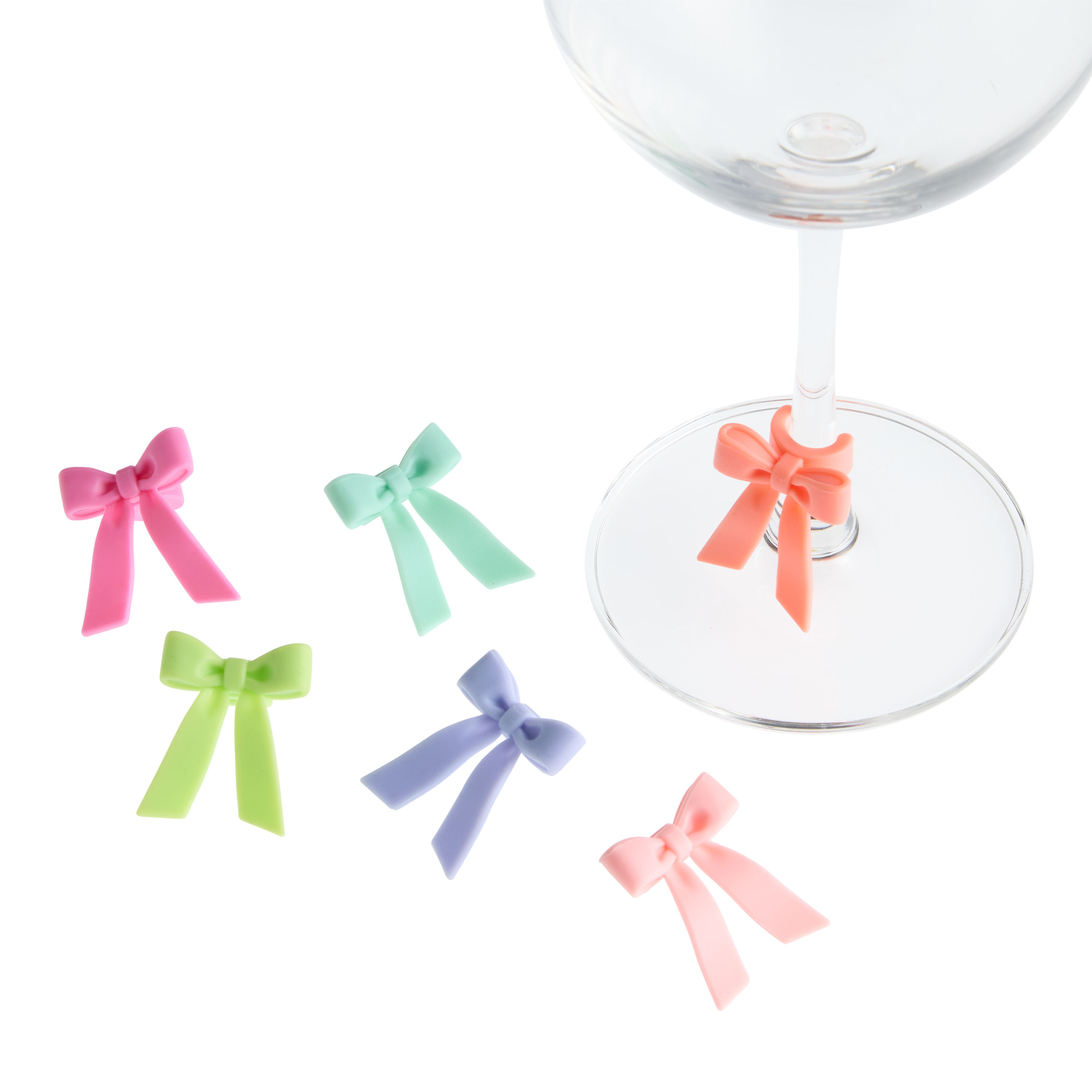 Fred Silicone Tie One On Bow Wine Glass Markers 6 Pack | World Market