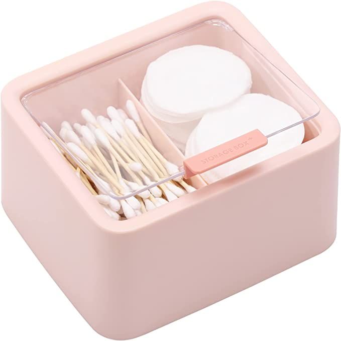 Qtips Storage Organizer - 2 Grids Separate Cotton Swabs Dispenser Qtips Holder Bathroom Canisters... | Amazon (US)