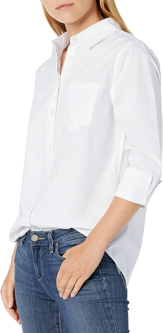 Amazon Essentials Women's Classic-Fit 3/4 Sleeve Poplin Shirt | Amazon (US)