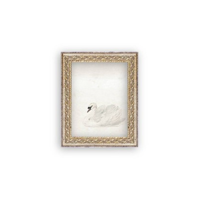 Petal Lane 8"x10" Swan Wall Art: Vintage Style, Gold Frame, Mixed Media, Animal Subject | Target