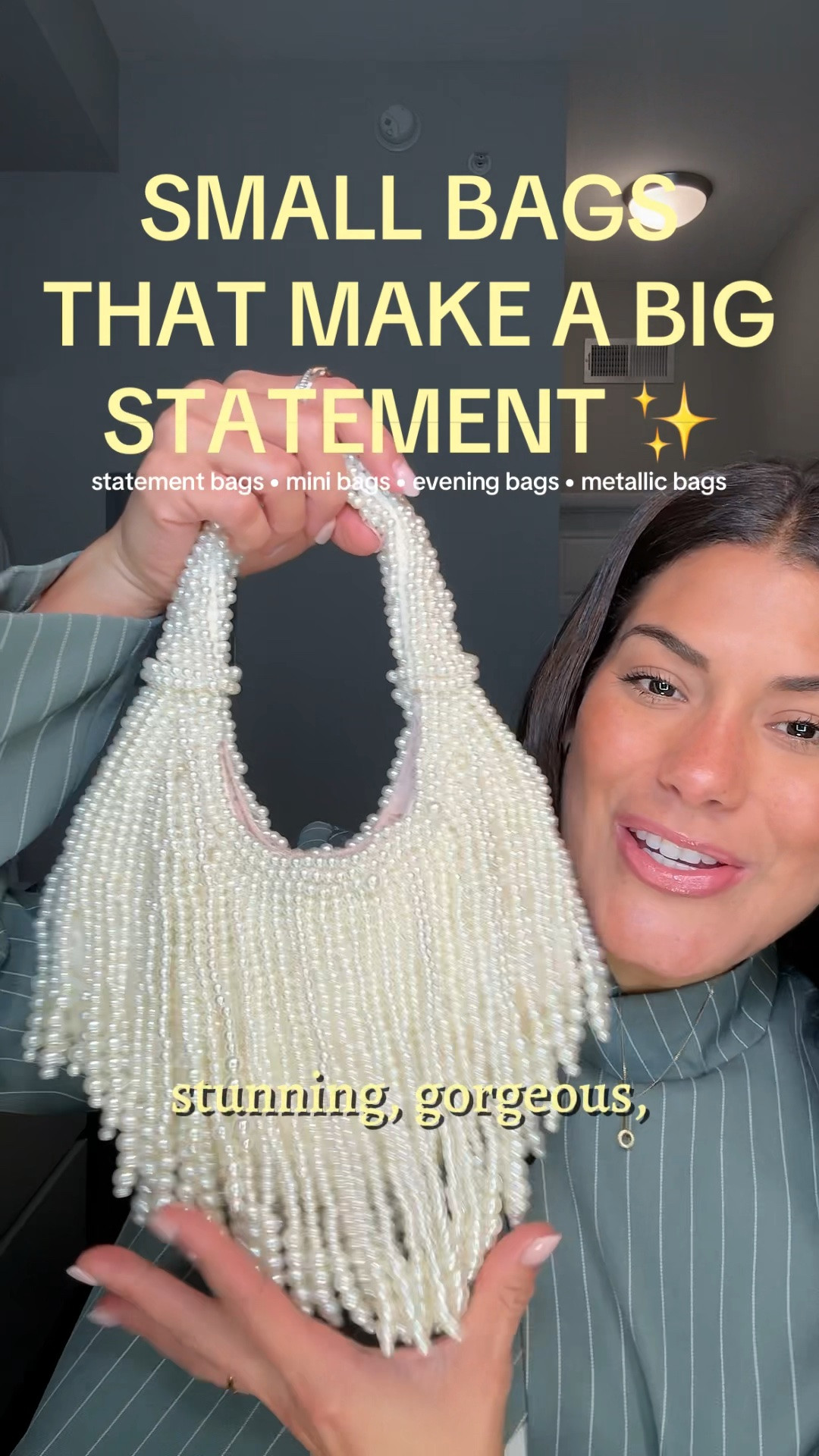 SMALL BAGS THAT MAKE A BIG STATEMENT ✨ These mini statement bags are the easiest way to elevate a simple outfit. I’m loving metallic bags, pearl bags, embellished mini bags and fun evening bags for adding something special to a look.

small bags for women | statement bags | mini bags | evening bags | metallic handbags | pearl bag | embellished bag | going out bag | wedding guest bag | wedding guest accessories | party bags | date night accessories | trendy handbags | small shoulder bags | outfit accessories | fall fashion

#LTKWedding #LTKootd #LTKSaleAlert