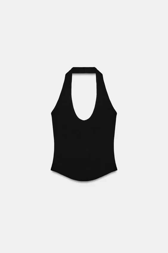 ROUNDED HEM HALTER TOP | Zara US