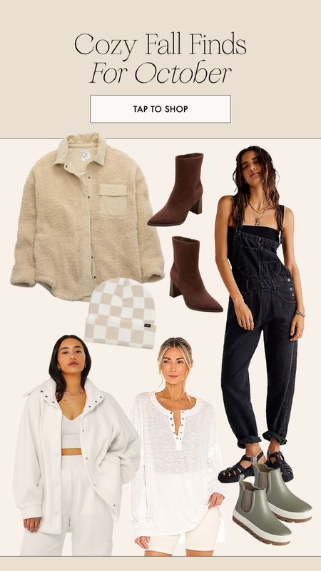 Some fall outfit inspo for October… you all went crazy for these sperry boots and the black overalls 😍😍

Free people, checkered beanie, Sherpa jacket, Sherpa fleece, Henley top, October outfits, best sellers, target boots, chocolate brown boots, trending for fall 

#LTKSeasonal #LTKfindsunder100 #LTKshoecrush