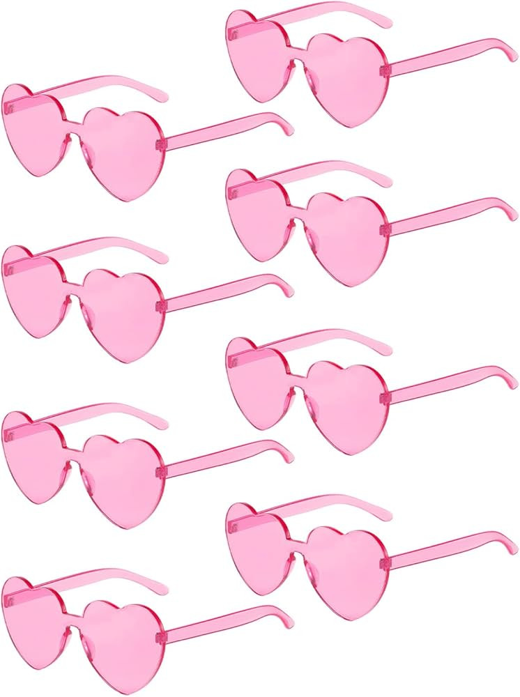 Dllween 8/12 Pairs Heart Sunglasses for Women, Trendy Rimless Transparent Candy Color Heart Glass... | Amazon (US)