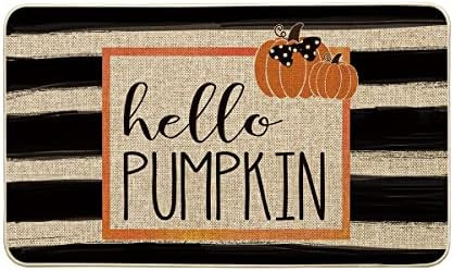 Artoid Mode Watercolor Stripes Hello Pumpkin Decorative Doormat, Seasonal Fall Harvest Vintage Th... | Amazon (US)