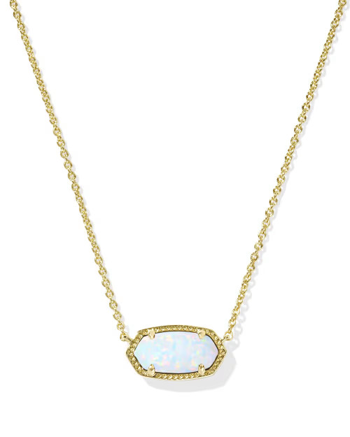 Elisa Gold Pendant Necklace in White Lab Grown Opal | Kendra Scott