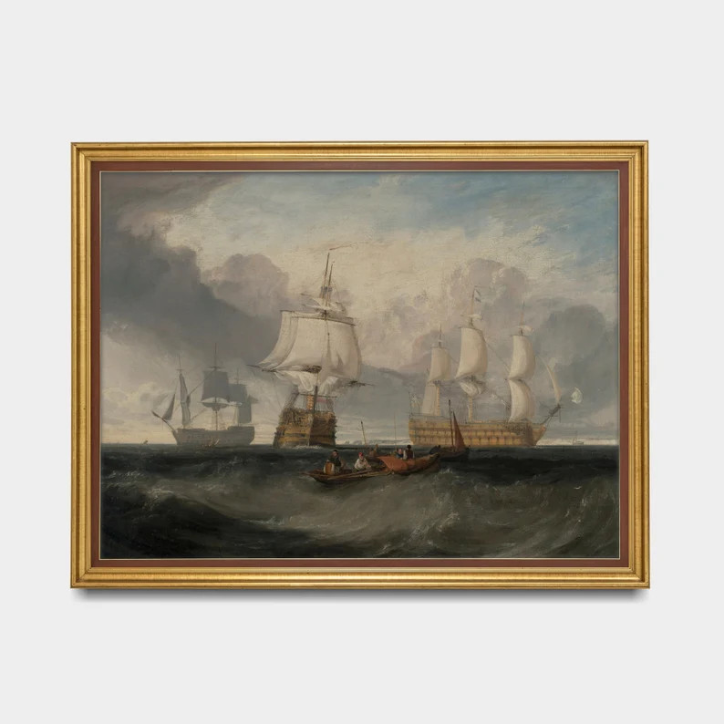 Vintage Naval Ship Painting: Historic Maritime Art Print (Digital Download) | Etsy (US)