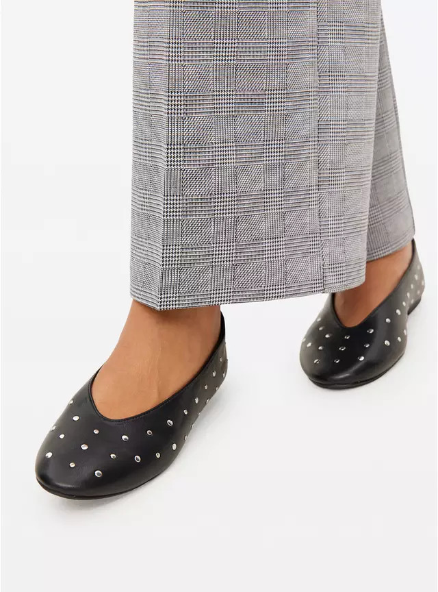 Black Faux Leather Studded Ballerina Pumps 7 | Tu Clothing