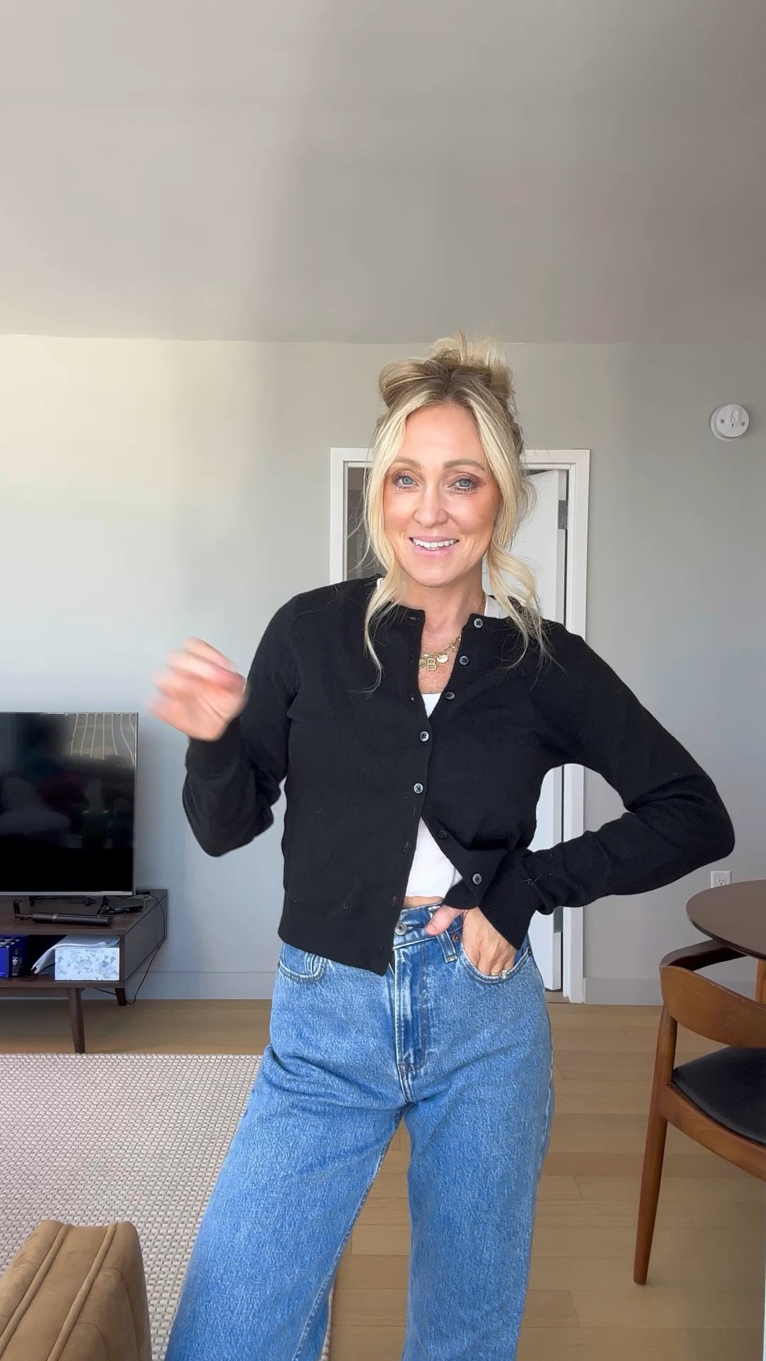 Old navy cardigan sweaters- wearing size S and then wearing size XS in the cable knit! Both sizes fit great but I prefer S

Denim runs tts (im wearing 24long and I’m 5’6”)

Metallic sneakers run small, order 1/2 size up! 

#LTKFindsUnder50 #LTKStyleTip #LTKSeasonal