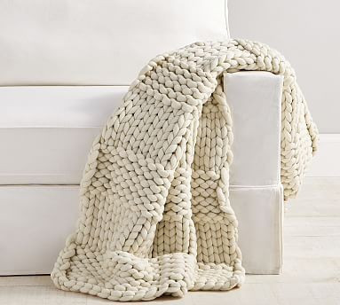 Colossal Chunky Hand-Knit Throw | Pottery Barn (US)