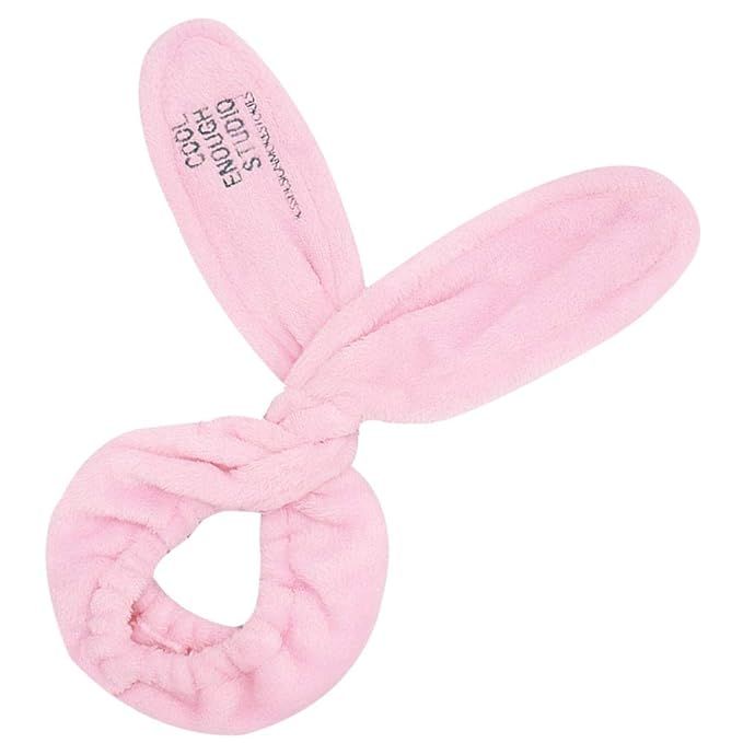 Van Caro Cute Plush Twist Bunny Ear Hairband Soft Spa Makeup Headband, Pink(Random Letters) | Amazon (US)