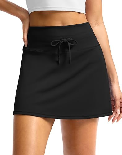 Soothfeel Tennis Skirts for Women High Waisted Golf Skirt Pickleball Running Casual Athletic Skorts for Woman with Pockets, Black, S | Amazon (US)