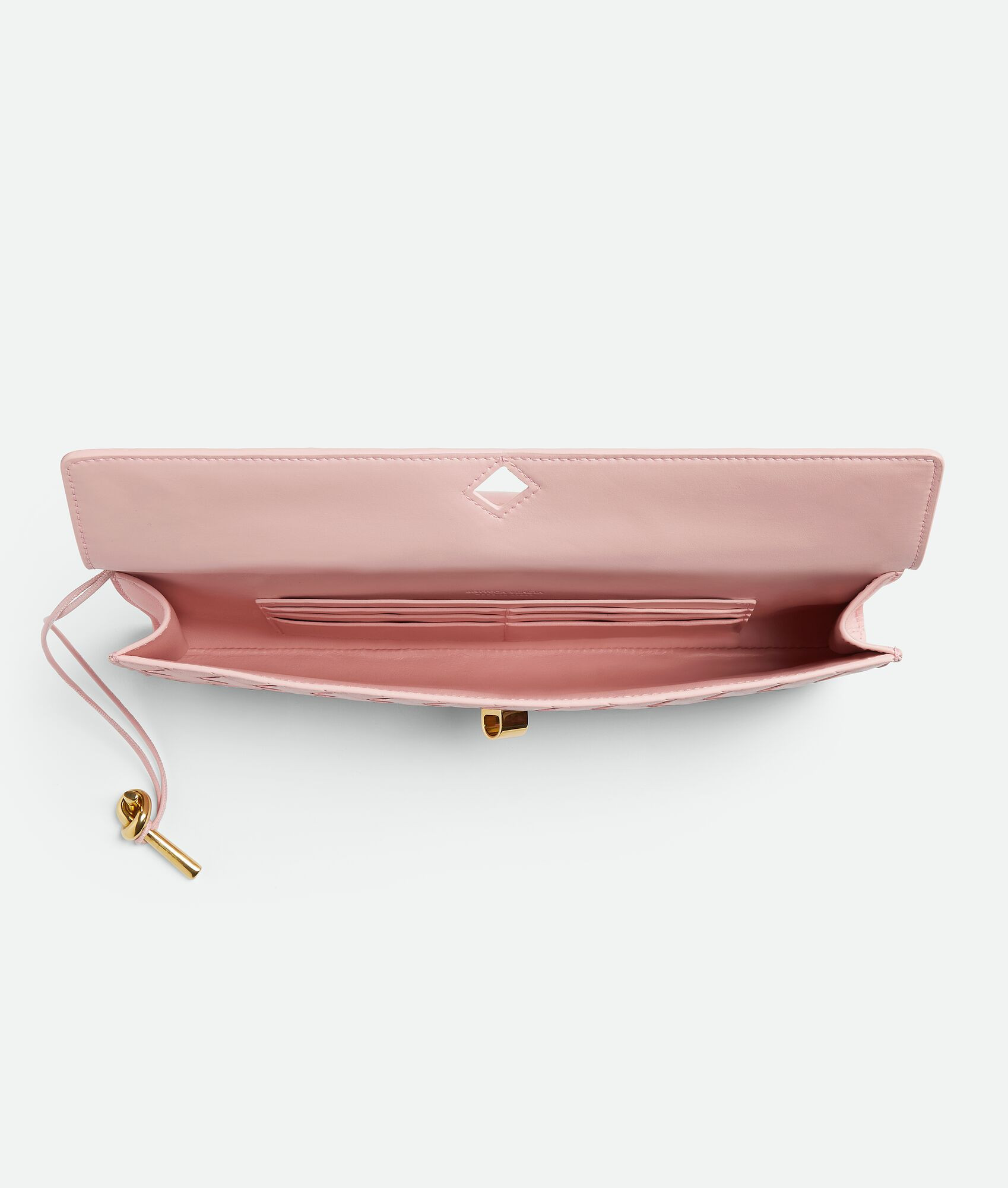Bottega Veneta® Women's Andiamo Clutch in Rose. Shop online now. | Bottega Veneta