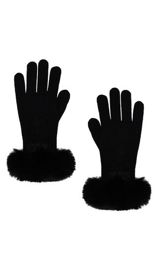 The Lucie Faux Fur Glove in Jet Black | Revolve Clothing (Global)