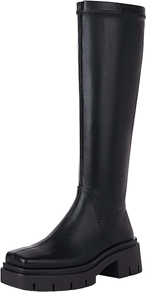 vivianly Women's Chunky Heel Knee high Boots Zipper Square Toe Platform Booties | Amazon (US)