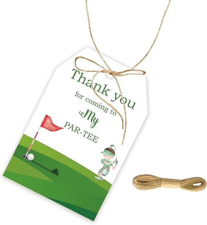 50pcs Golf Thank You Tags, Golf Parttern Gift Tag with String for Golf Player Birthday Party, Tha... | Amazon (US)