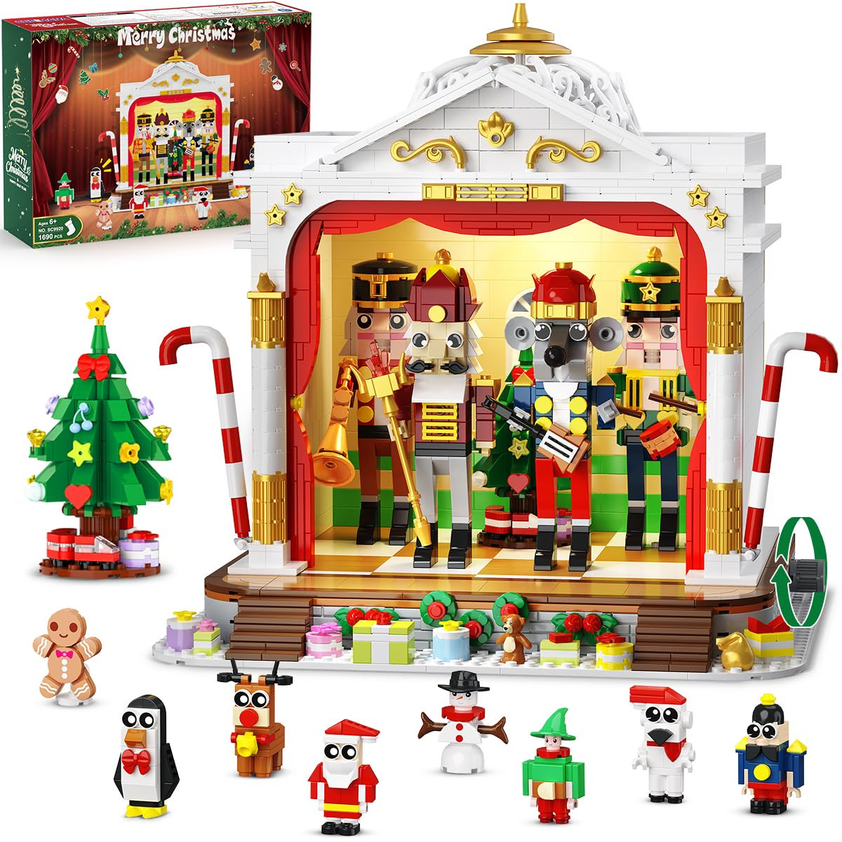 2025 Christmas Nutcracker Theater Building Set with Light, 3.6 Mini Building Block Toy with 4 Nut... | Amazon (US)