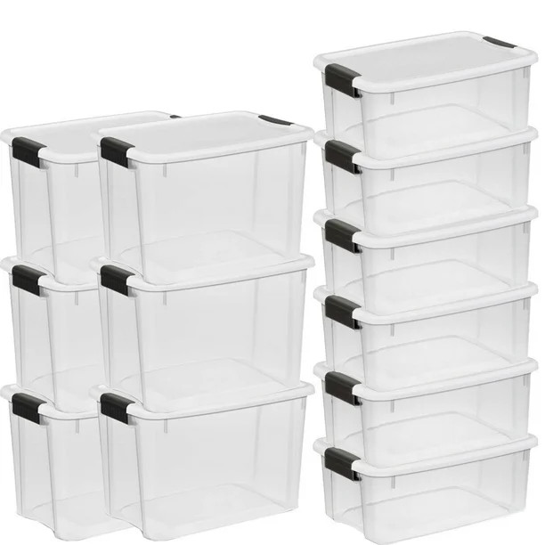 Sterilite 30 Qt and 18 Qt Ultra Clear Plastic Storage Container Box (12 Pack) - Walmart.com | Walmart (US)
