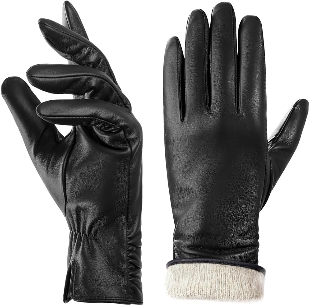 BISON DENIM Winter Leather Gloves Women, Wool Cashmere Lining, Touchscreen Compatible, Windproof ... | Amazon (UK)
