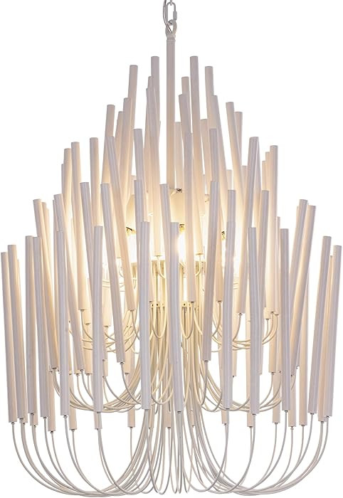 TOCHIC Modern Farmhouse Chandelier for Dining Room 21", Small Vintage White Wood Chandeliers Ligh... | Amazon (US)