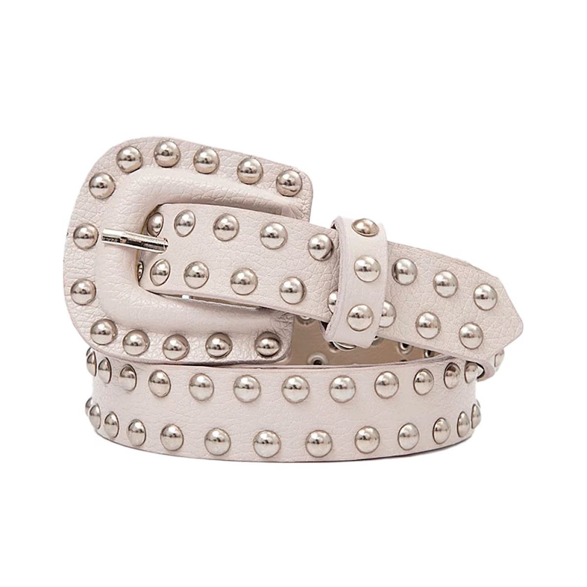 Studded Leather Belt - Off White | Wolf & Badger (US)