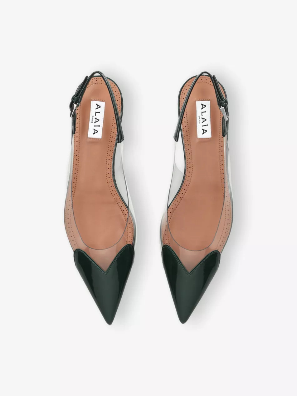 Le Coeur leather and PVC slingback flats | Selfridges