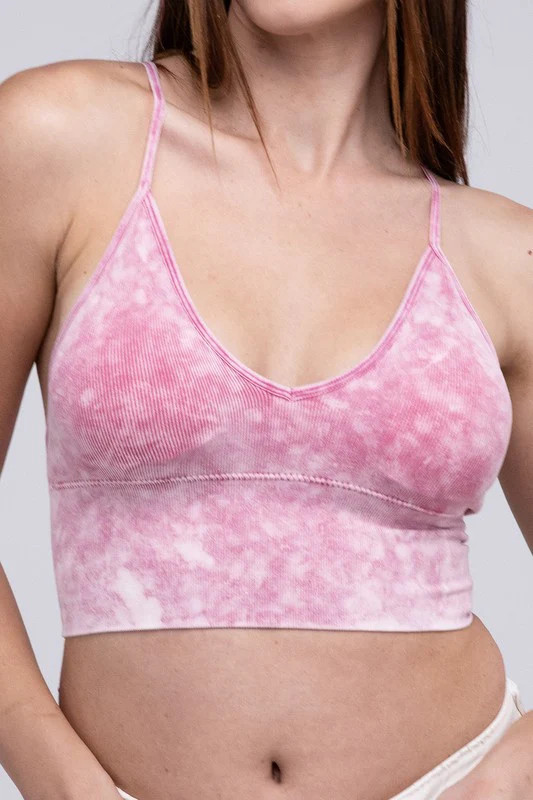 Washed Ribbed Bra Padded Tank Top ASH PINK / S/M | Casual Chic Boutique