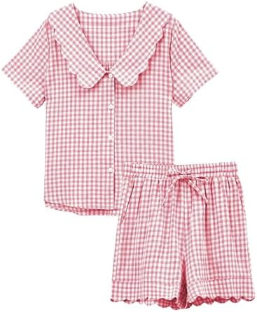 Tanming Womens Plaid 2 Piece Pajamas Sets Short Sleeve Babydoll Shirt Shorts Gingham Summer Outfi... | Amazon (US)