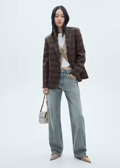 Straight check blazer brown - Women - M - MANGO | Mango (US/MX/AU)