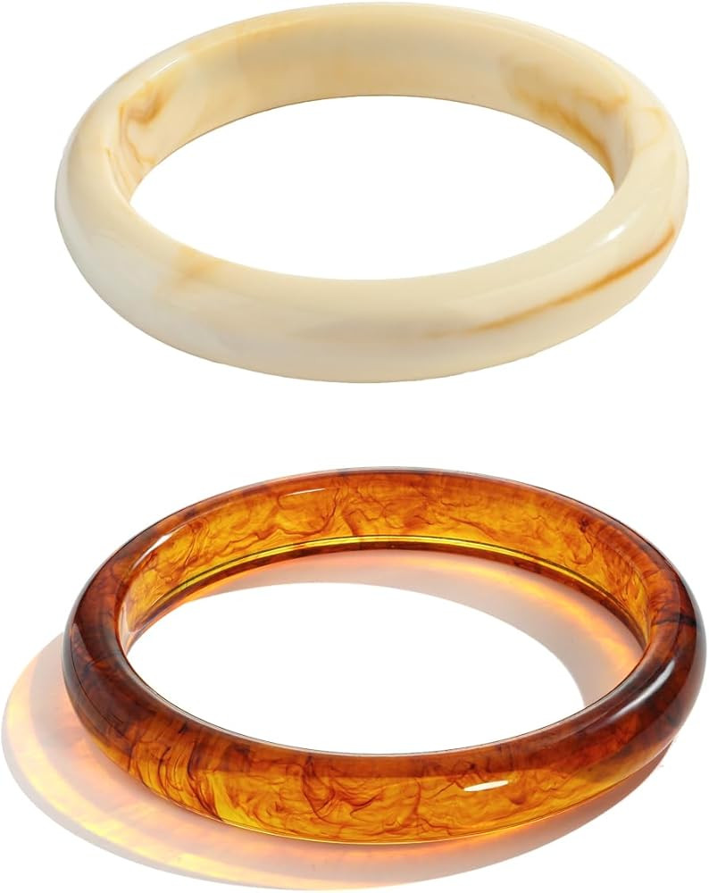 Acrylic Bangle Bracelets for Women, Geometric Minimalist Chunky Resin Bangles Bracelet Statement ... | Amazon (US)