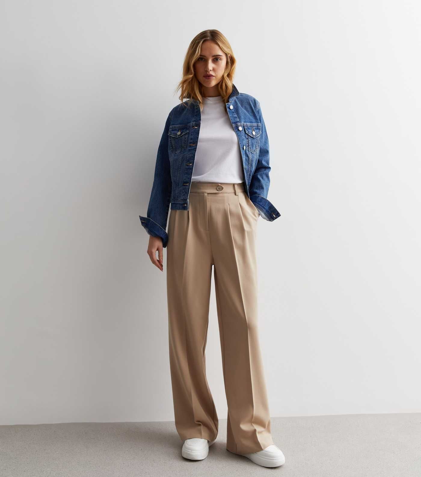 Stone High Waist Tailored Wide Leg Trousers
						
						Add to Saved Items
						Remove from Sav... | New Look (UK)