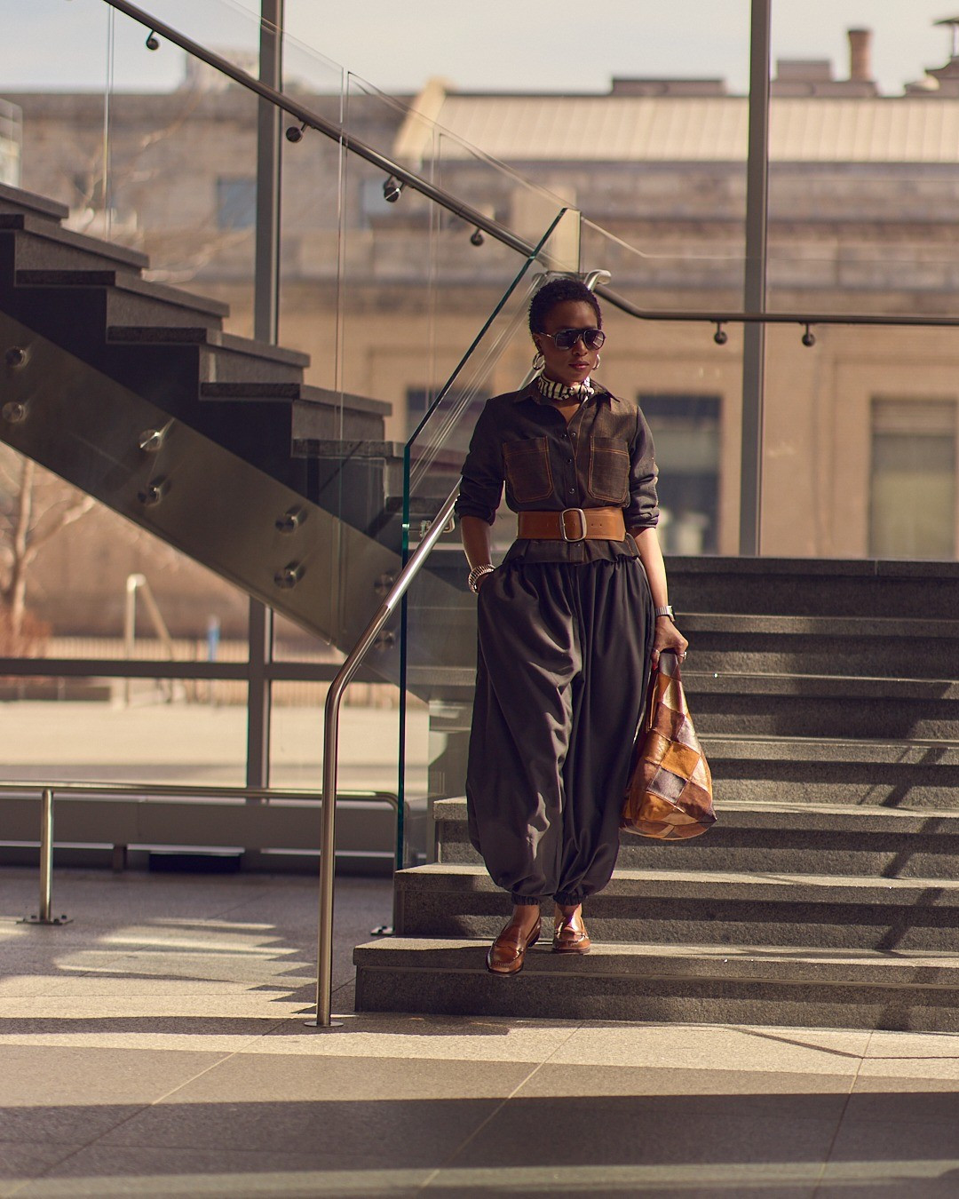 Easy Spring casual outfit with balloon pants and a belted jacket 🖤🤎 Brown and black outfit, menswear, men's loafers, Nordstrom Spring fashion, wide leather belt, Marc Jacobs bags, classic style

#LTKootd #LTKOver40 #LTKMidsize