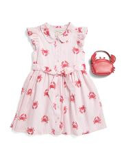 Girls Flutter Sleeve Crab Print Shirt Dress | TJ Maxx
