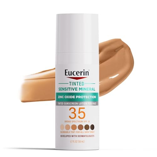 Eucerin Tinted Sensitive Mineral Face Sunscreen Lotion, SPF 35, 1.7 FL OZ | Amazon (US)