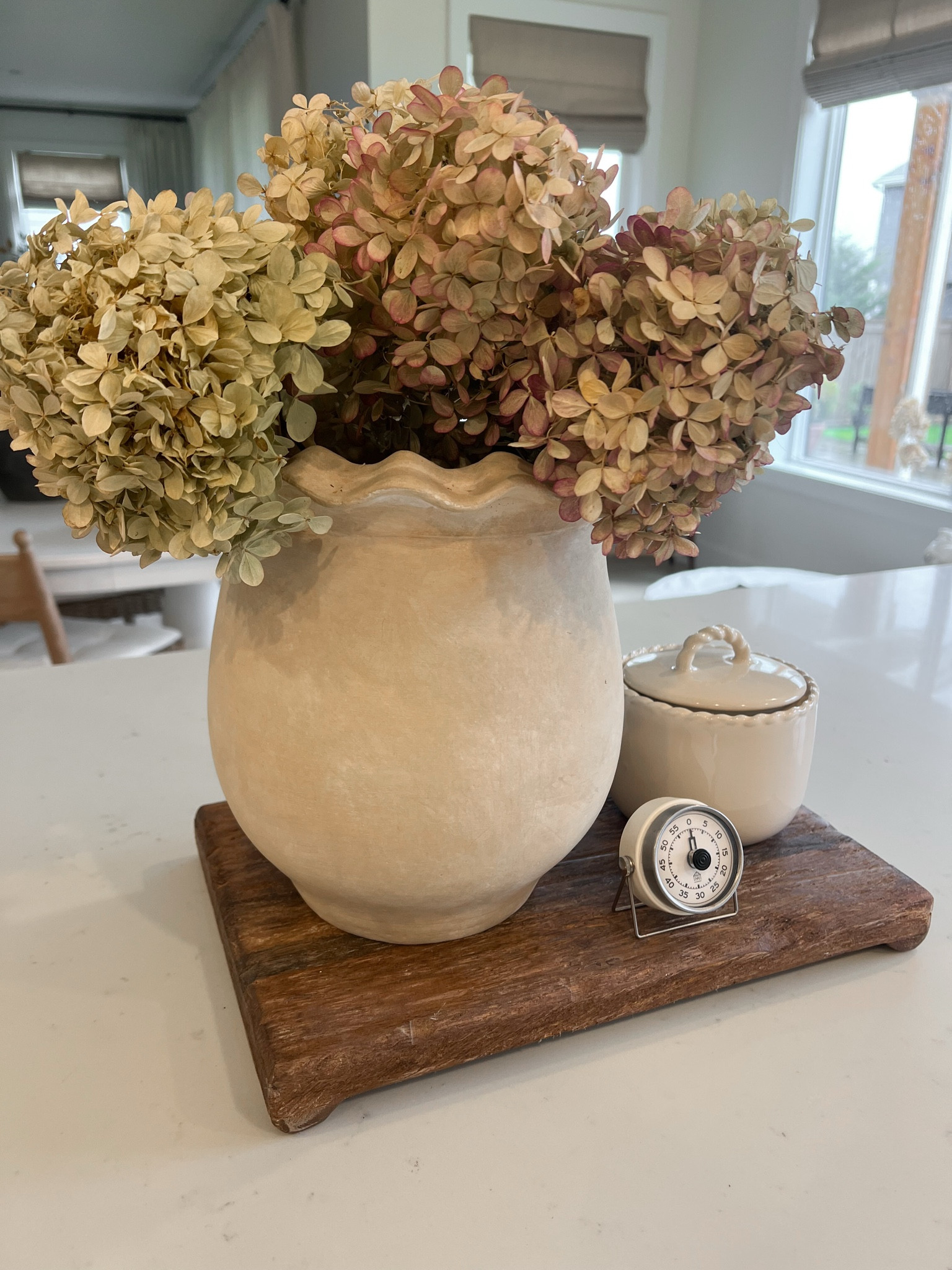 Kitchen styling, European farmhouse, modern organic kitchen island decor, wood pedestal, scalloped planter pot, rustic vase, neutral vase, McGee & co spring collection, Homebyjulianne 

#LTKFindsUnder100 #LTKSeasonal #LTKHome
