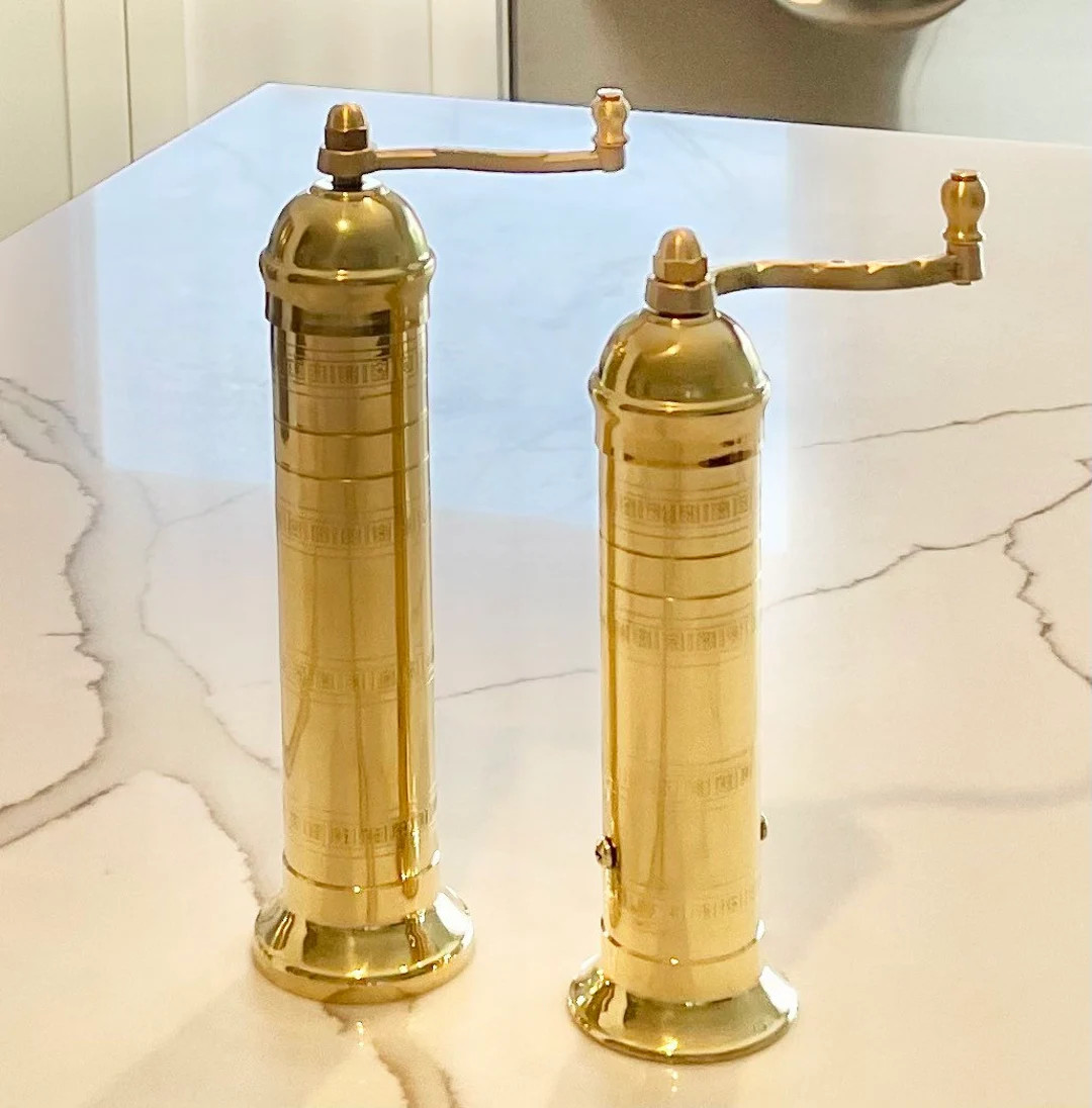 Salt and Pepper Mill Set, Brass Salt and Pepper Mills , Salt and Pepper Grinders, Salt Mill 9" Pe... | Etsy (US)