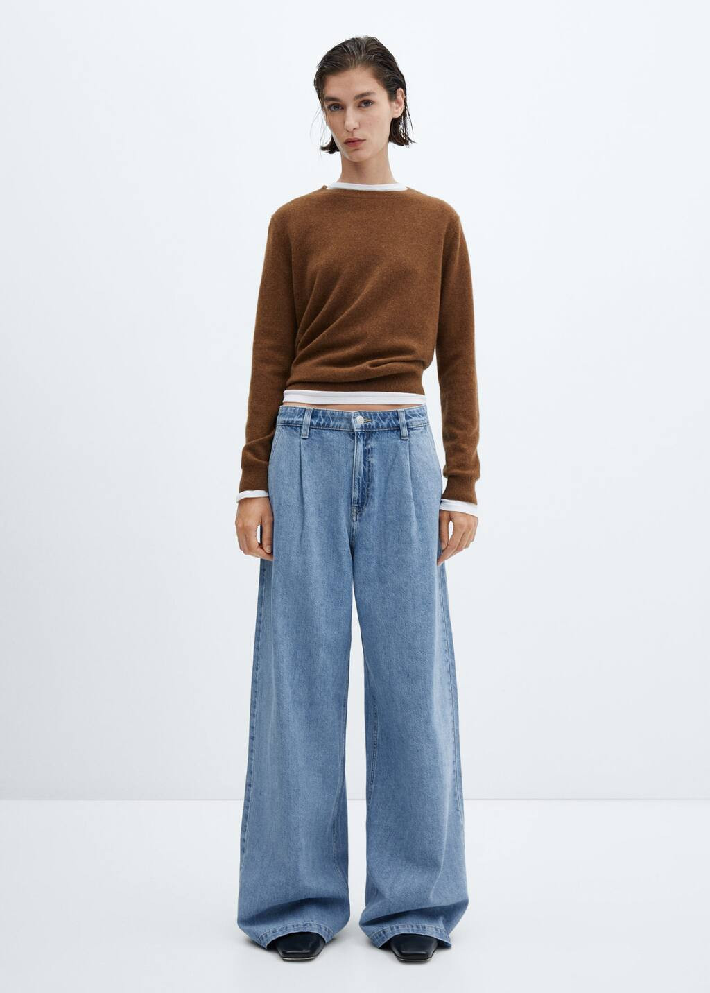 Wide-leg pleated jeans -  Women | Mango USA | MANGO (US)