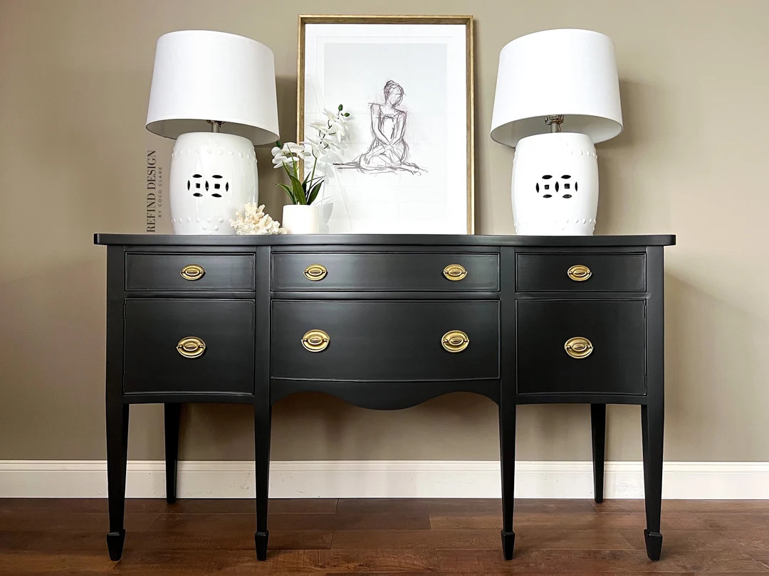 SOLD Antique Hepplewhite Traditional Buffet, Black Modern Sideboard, Dining Room Storage, Antique... | Etsy (AU)