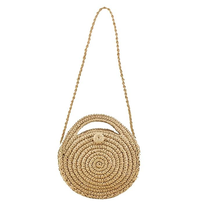 Donalworld Women Beach Bag Round Straw Crochet Shoulder Summer Bag Purse | Amazon (US)