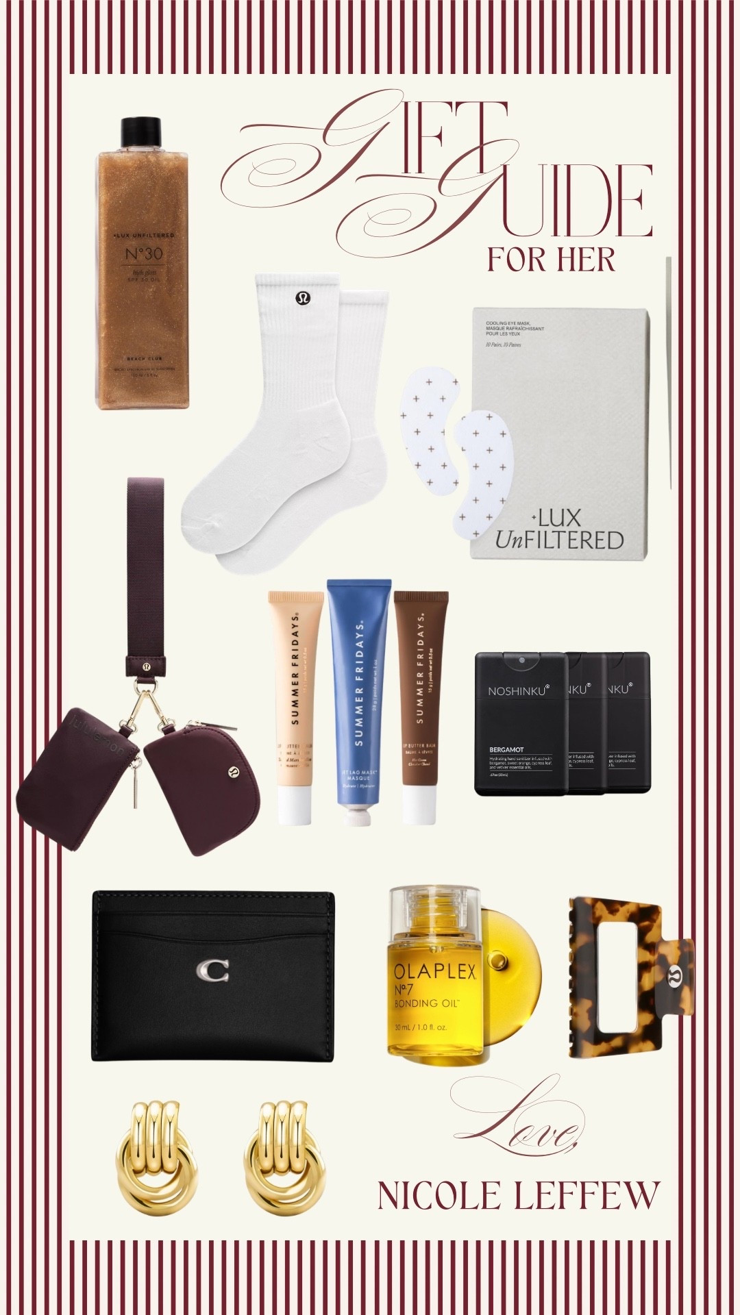 Gift guide inspo for her with stocking stuffers, beauty favorites, and wellness essentials.  

 

#LTKGiftGuide #LTKHoliday #LTKFindsUnder100